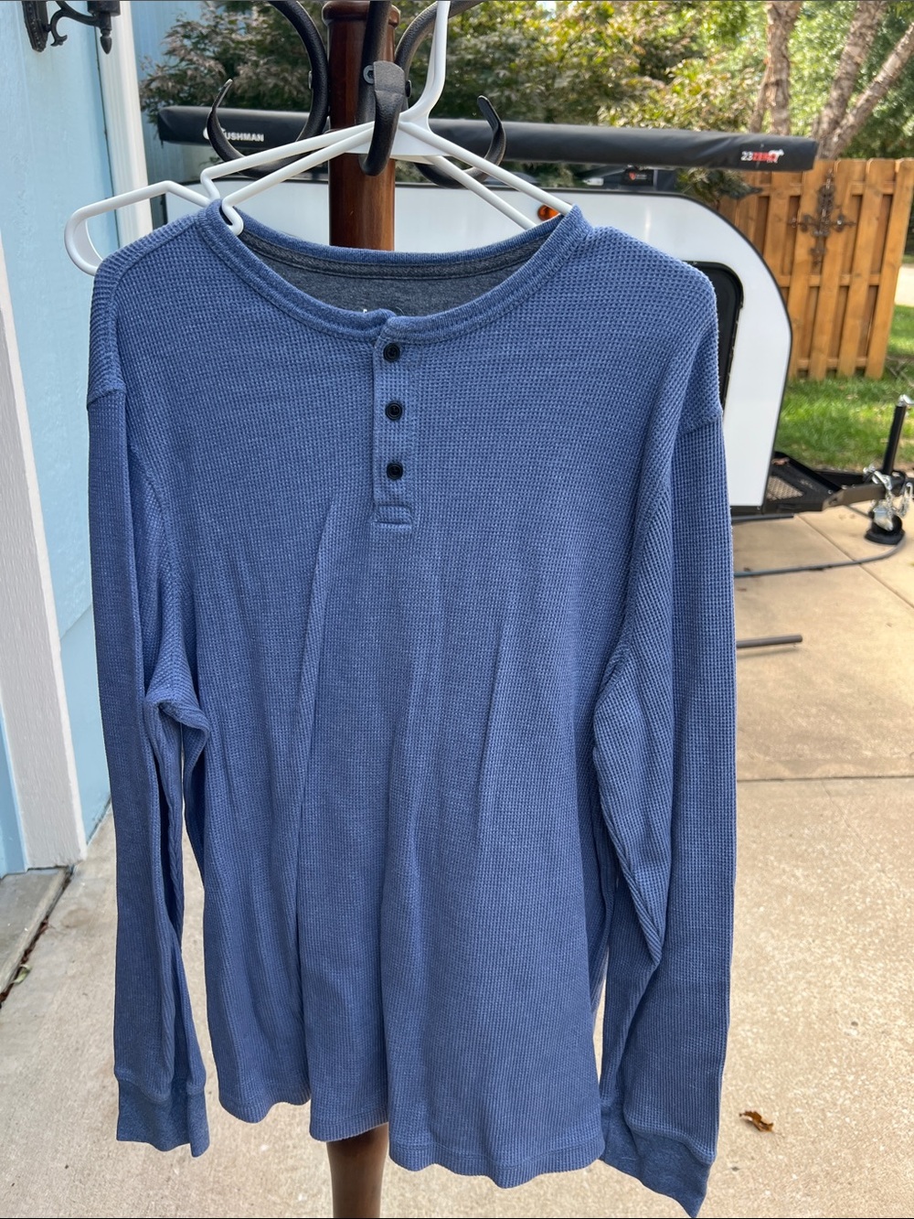 George Blue Waffle-Knit Long Sleeve Henley